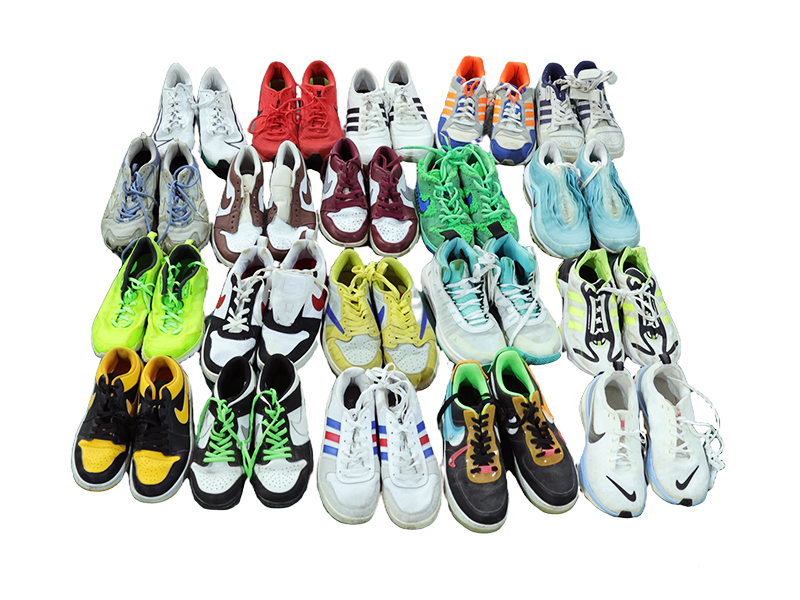 KingAAA wholesale branded used shoes - mixed branded sneakers and athletic shoes in bale for export to global importers.
