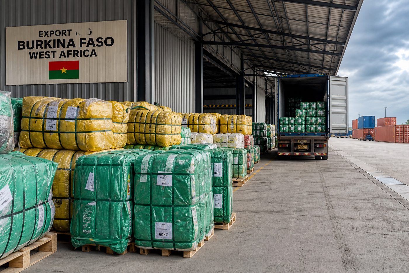 KingAAA Grade A bales and 40ft HQ container loading for wholesale second hand clothes suppliers in Burkina Faso